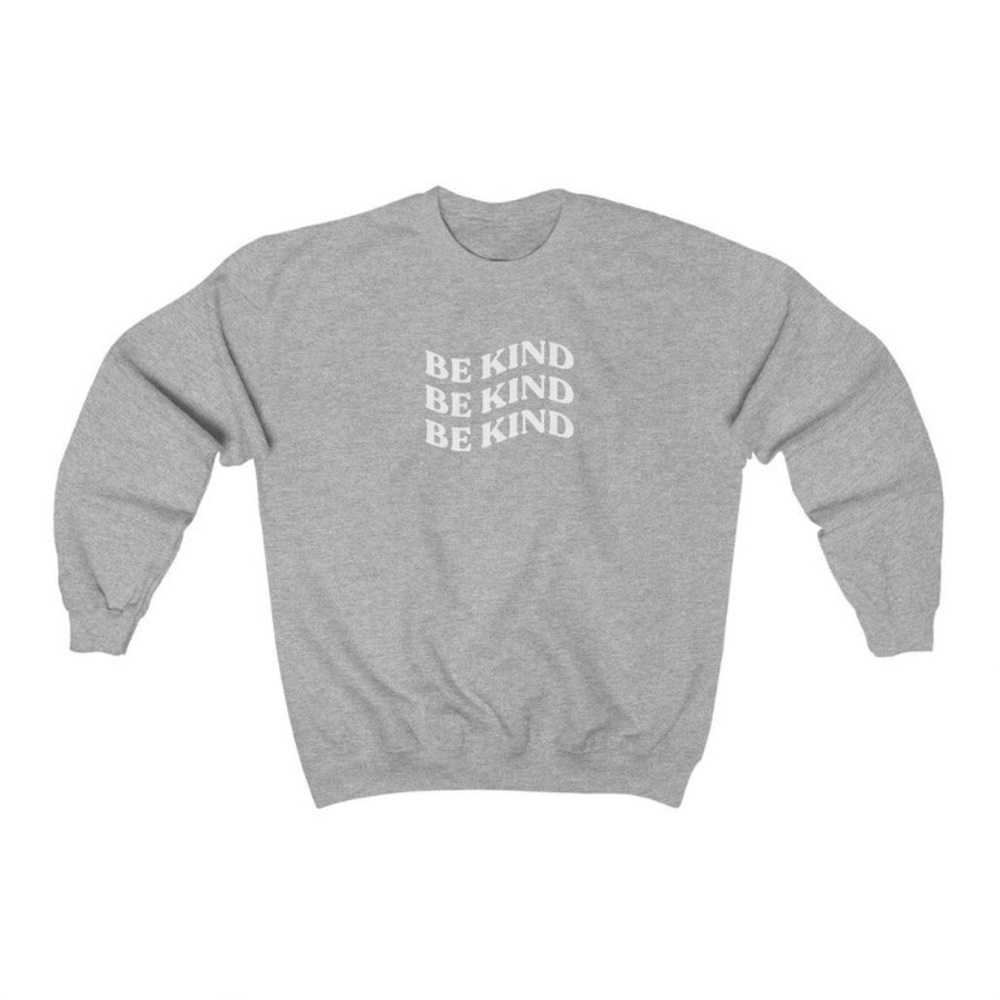 Be Kind | Wavy Design Crewneck Gray Sweatshirt